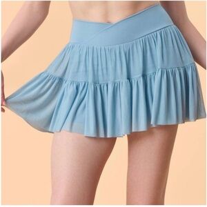Blogilates Women's Ballerina Skort - Light Blue Tiered Skirt Size xLarge NWT